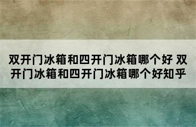 双开门冰箱和四开门冰箱哪个好 双开门冰箱和四开门冰箱哪个好知乎